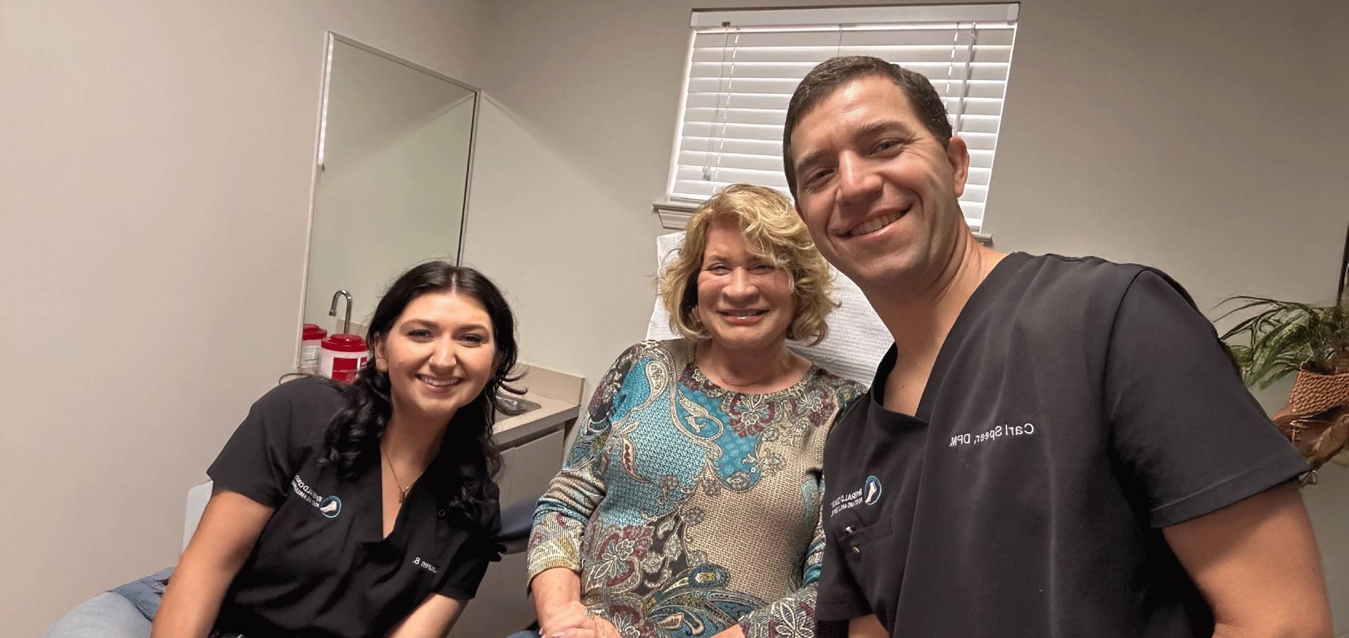 Happy doctor with patient